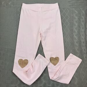 Crewcuts Pink Kids Leggings with Gold Heart Accents ~ L